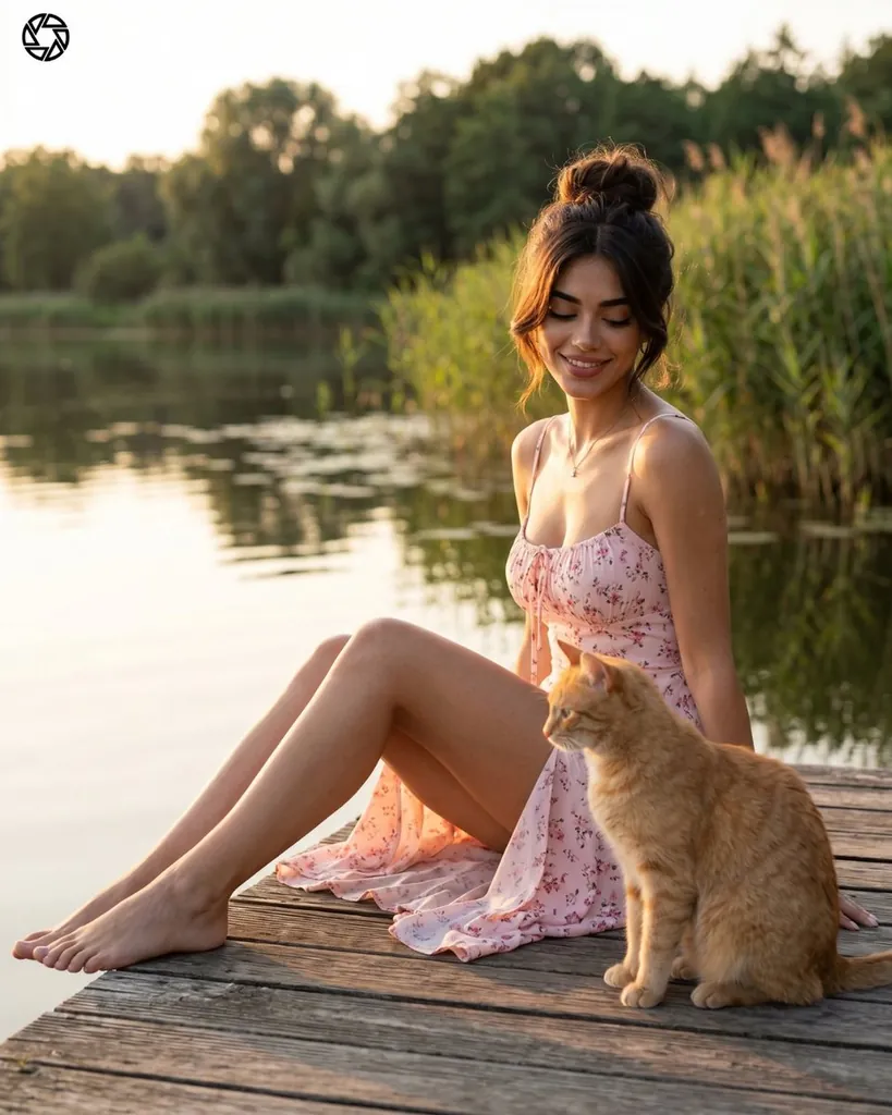 Фотосессия на природе: У озера с котом