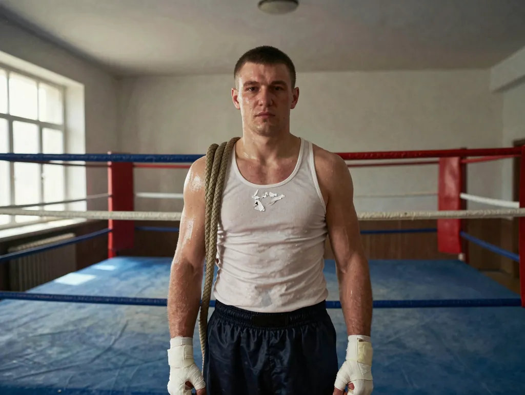 Боксёрский зал: пример кадра по промту