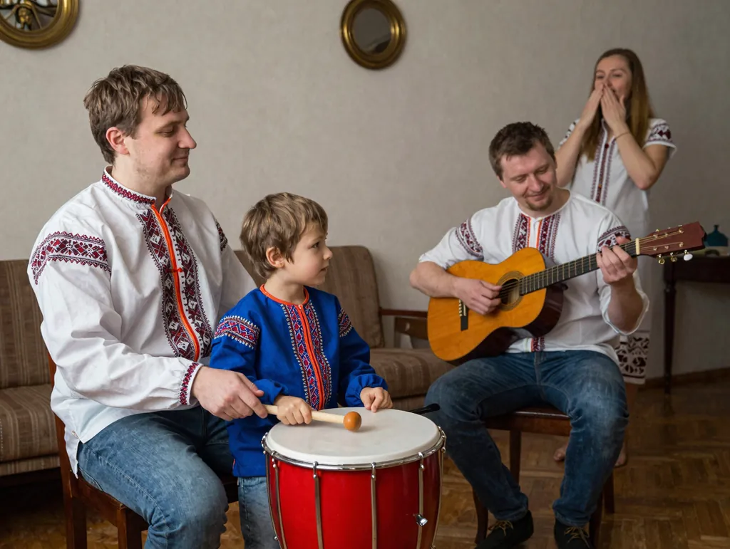 Семейный оркестр: пример кадра по промту