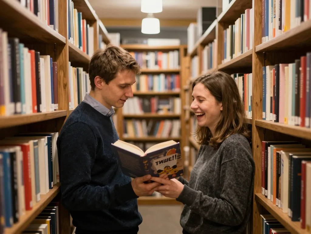 Книжный на двоих: пример кадра по промту
