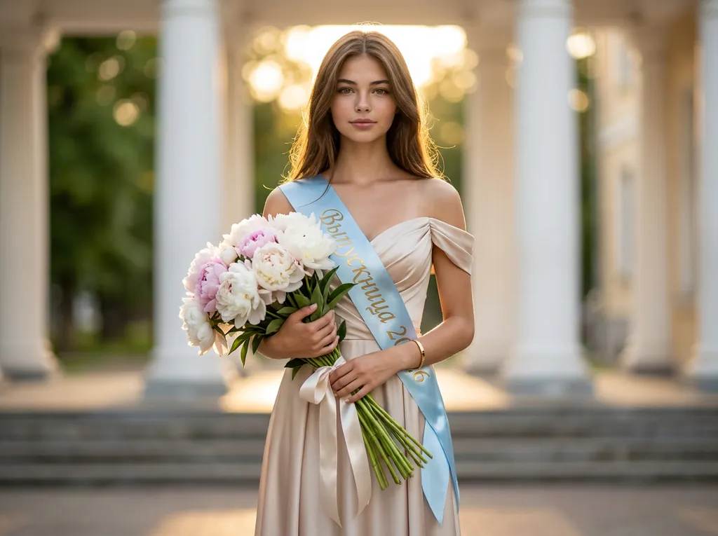 Выпускница (платье + лента) Выпускной портрет: Выпускница (платье + лента)